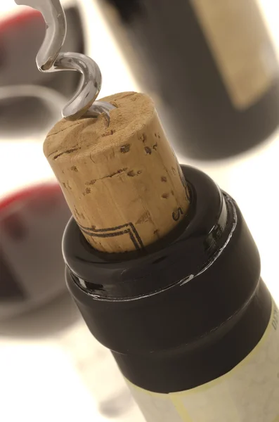 Corkscrew abertura garrafa de vinho Imagem De Stock