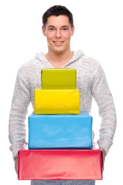 Man with presents clipart