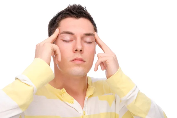 Adam baş ağrısı ile — Stok fotoğraf