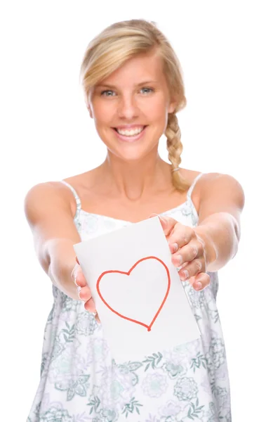 Woman with love letter — Stock Photo, Image