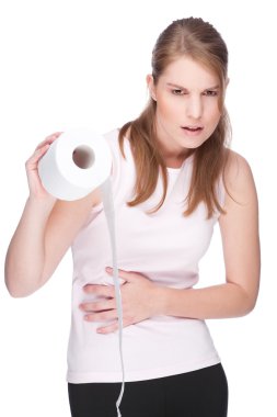 tuvalet kağıdı olan kadın