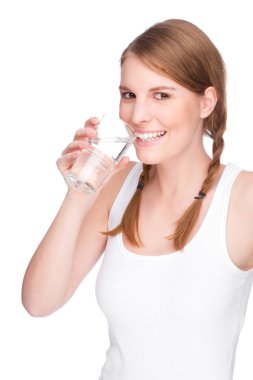 Woman with glass of water clipart