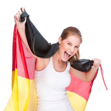 Woman with flag clipart