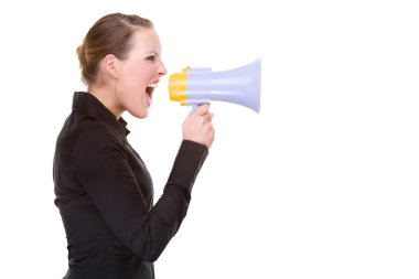 Woman with megaphone clipart