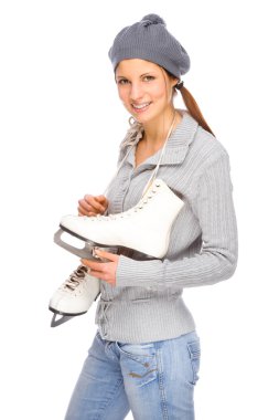 Girl with ice skate clipart