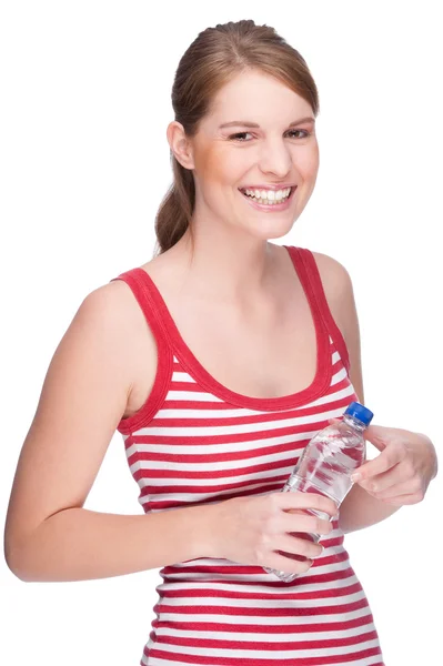 Kvinna med en flaska vatten — Stockfoto