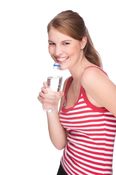 Mujer con botella de agua — Foto de Stock