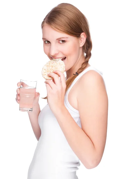Žena jíst dort — Stock fotografie