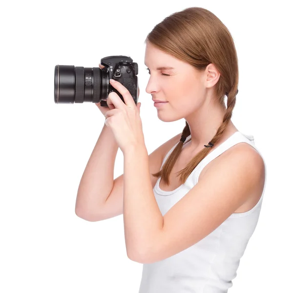 Kvinnlig fotograf — Stockfoto
