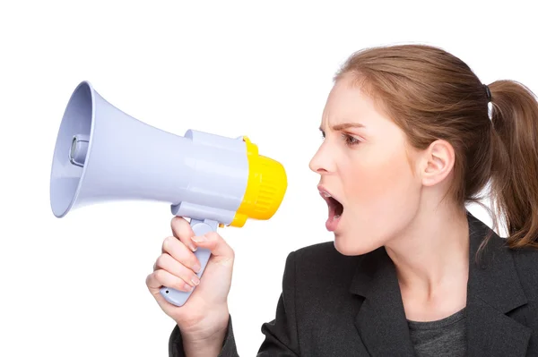 Woman With Megaphone — Stock Photo, Image