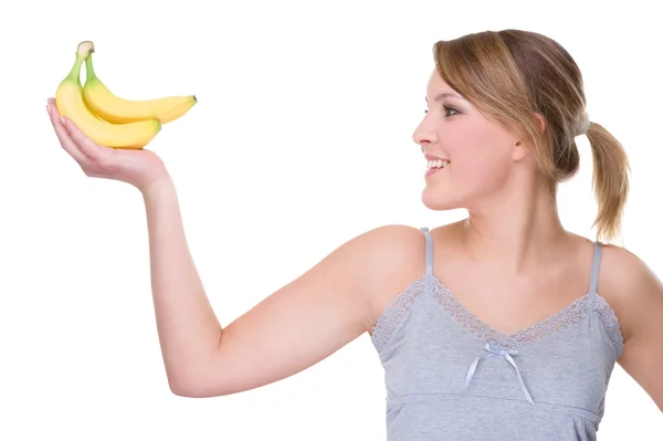 Frau mit Bananen — Stockfoto