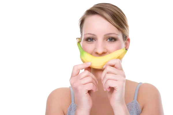 Жінка з бананами — стокове фото