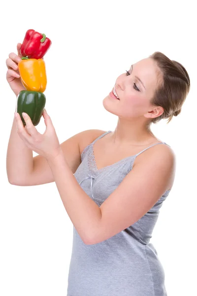 Woman with pepper — Stock Photo, Image
