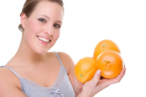 오렌지와 여자 — 스톡 사진