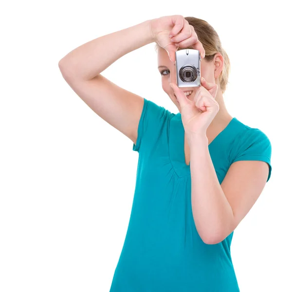 Vrouw met digitale camera — Stockfoto