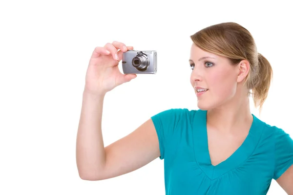 Жінка з цифровою камерою — стокове фото