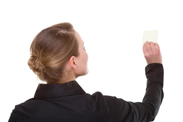 Woman with information papers — Stock Photo, Image