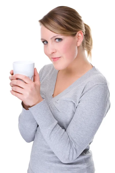 Kvinna med kopp — Stockfoto