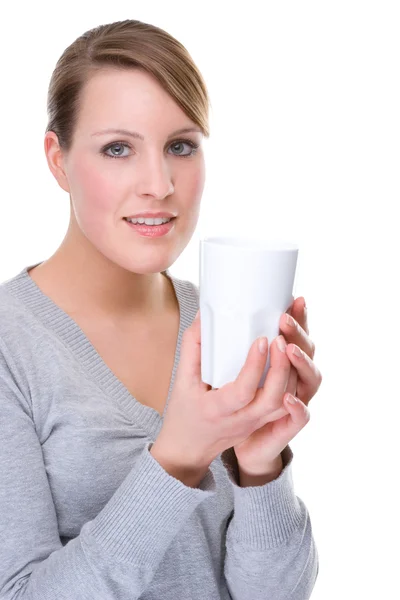 Femme avec tasse — Photo