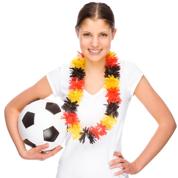 Vrouwelijke voetbal fan — Stockfoto