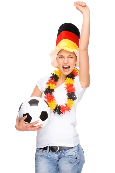 Kvinnliga fotboll fan — Stockfoto