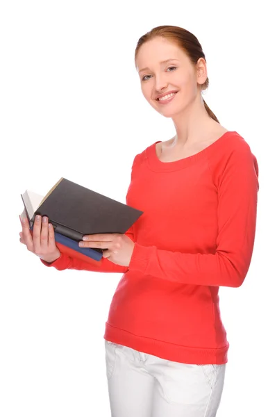 Mladá žena s knihami — Stock fotografie