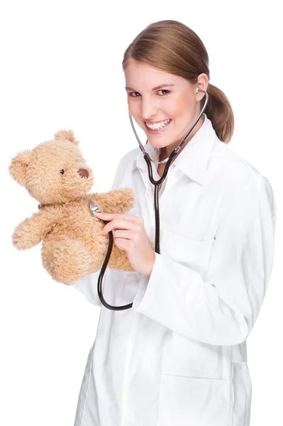 Arzt mit Teddy Stockbild