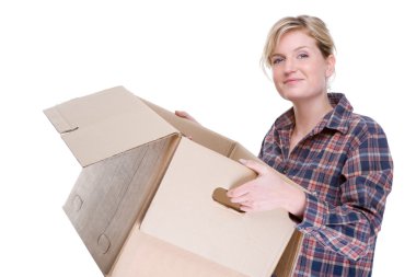 Woman with box clipart