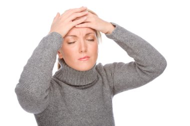 Woman with headache clipart