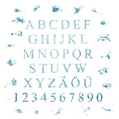 Alphabet with water letters clipart