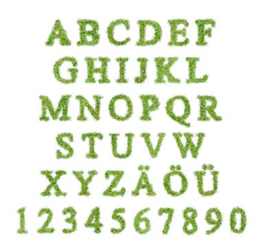 Alphabet with green grass letter clipart