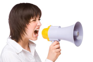 Woman With Megaphone clipart