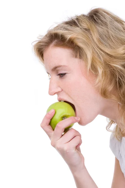 Γυναίκα με μήλο — Φωτογραφία Αρχείου