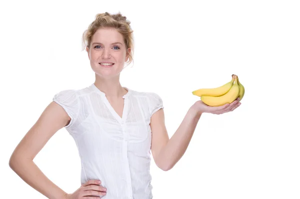 Frau mit Bananen — Stockfoto