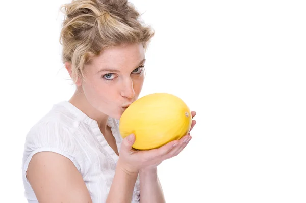 Mujer con melón — Foto de Stock