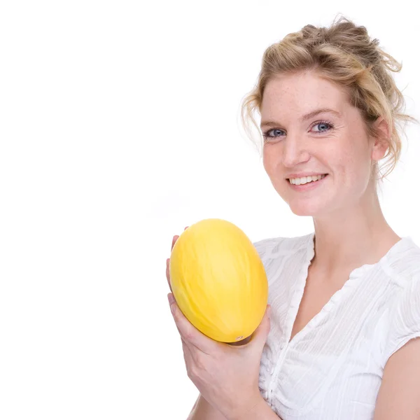Frau mit Melone — Stockfoto