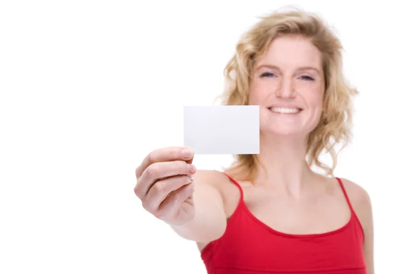 名刺を持つ女性 — ストック写真
