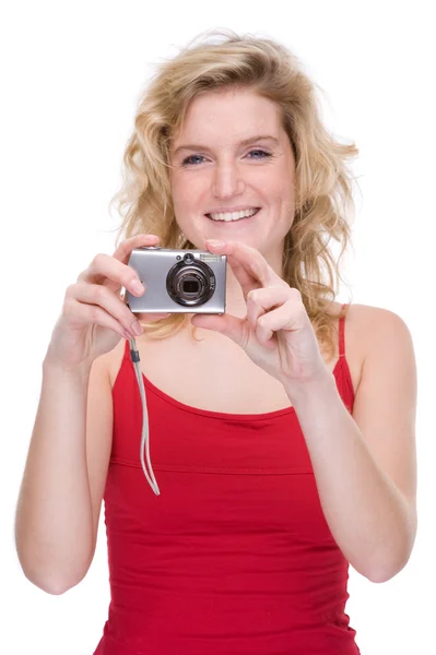 数字相机的女人 — 图库照片