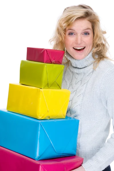 Donna con regali — Foto Stock