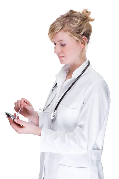 Läkare med handdator — Stockfoto