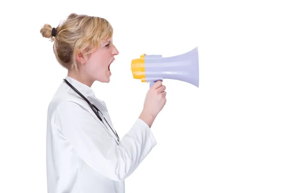 Doctor with megaphone — Stock Photo, Image