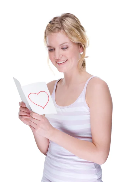 Vrouw met liefdesbrief — Stockfoto