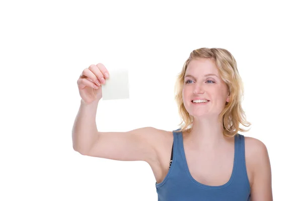 Woman with some notice — Stock Photo, Image