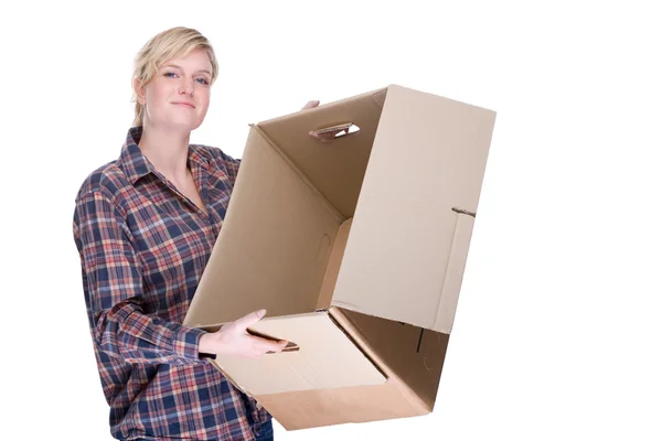 Frau mit Schachtel — Stockfoto