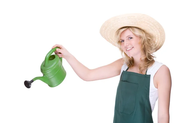 Gardener with watering can — Stock Photo, Image