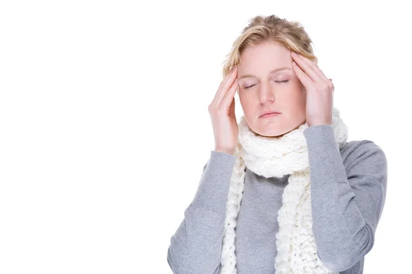 Naisen päänsärky — kuvapankkivalokuva