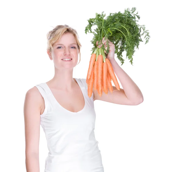 Woman with carrot — Stock Photo, Image