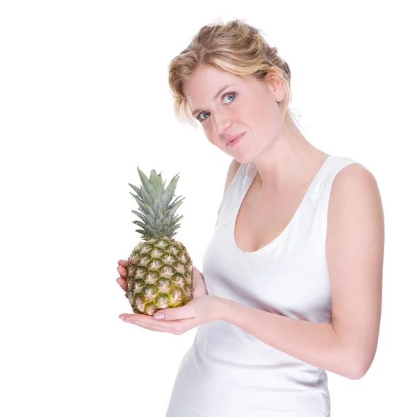 Woman with pineapple — Stock Photo, Image