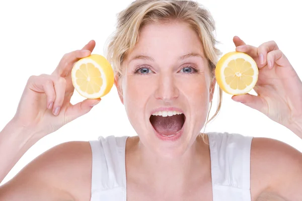Woman with lemon — Stock Photo, Image