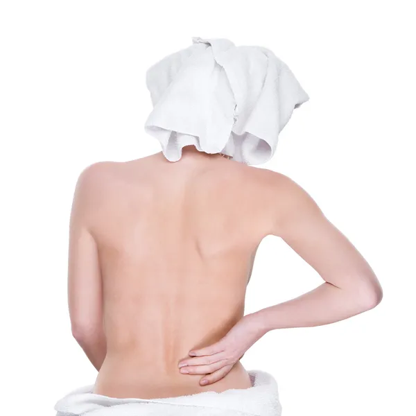 Mujer con dolor de espalda —  Fotos de Stock